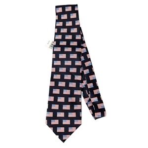 Stonehenge Men's American Flag Patriotic Silk‎ Neck Tie Navy Blue/Multi NWT